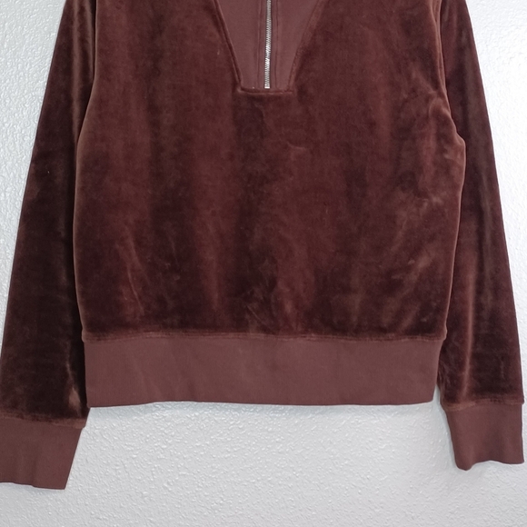 Nili Lotan Bentley Quarter Zip Velvet Chocolate Brown Pullover Sweater - Picture 6 of 12